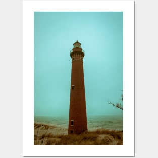 Little Sable Point Light in Blue Mist Posters and Art